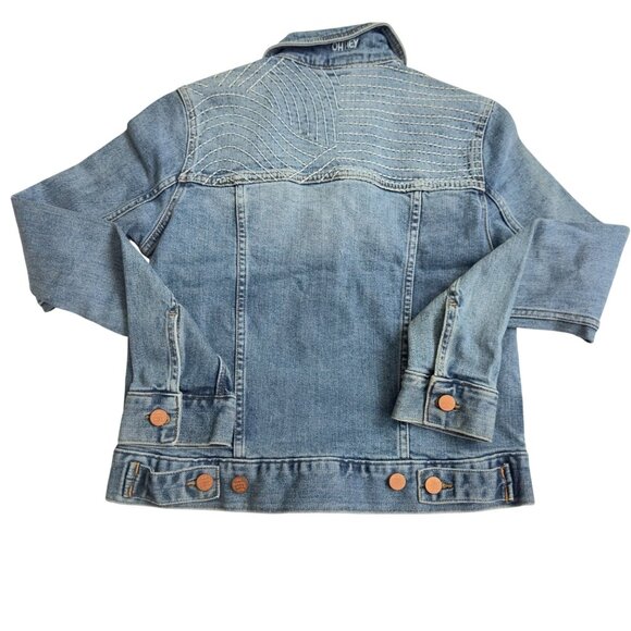 Marine Layer Eileen Embroidered Denim Jacket X-Small Light Wash Copper women new - Picture 3 of 15